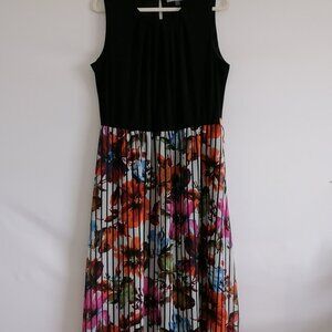 Danny & Nicole Womens Black Floral Print Y2K Colorful Fit & Flare Dress Size 16